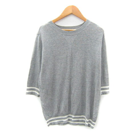【中古】アズノウアズ ピンキー AS KNOW AS PINKY ニット カットソー 七分袖 ラウンドネック 無地 グレ..
