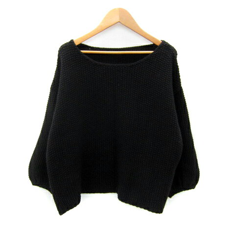 【中古】シップス SHIPS ニット セーター 長袖 ラウンドネック 無地 黒 ブラック /SY25 レディース 【..