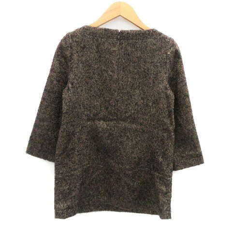 【中古】23区 オンワード樫山 カットソー スリットネック 七分袖 ウール混 シルク混 32 XS 茶色 ブラウン 黒 ブラック /HO38 レディース 【ベクトル 古着】 250917 auc-vector-20500932 ブランド古着の買取販売ベクトル サンプル画像2
