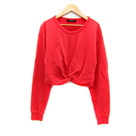 【中古】オールセインツ ALLSAINTS トレーナー スウェット ショート丈 ラウンドネック 無地 S 赤 レッド /SY12 レディース 【ベクトル 古着】 251003(4)