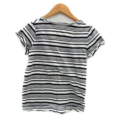 【中古】グローバルワーク GLOBAL WORK シュカ shuca Tシャツ カットソー ラウンドネック 半袖 ロールアップ ボーダー柄 S 黒 ブラック オフホワイト /HO22 レディース 【ベクトル 古着】 250929 auc-vector-20510462 ブランド古着の買取販売ベクトル サンプル画像2