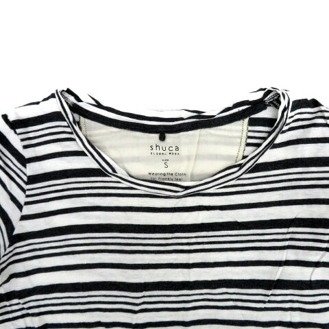 【中古】グローバルワーク GLOBAL WORK シュカ shuca Tシャツ カットソー ラウンドネック 半袖 ロールアップ ボーダー柄 S 黒 ブラック オフホワイト /HO22 レディース 【ベクトル 古着】 250929 auc-vector-20510462 ブランド古着の買取販売ベクトル サンプル画像3