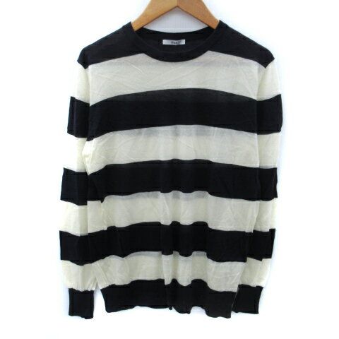 【中古】イエナ IENA ニット カットソー 長袖 ボーダー柄 紺 ネイビー アイボリー /SM9 レディース 【..