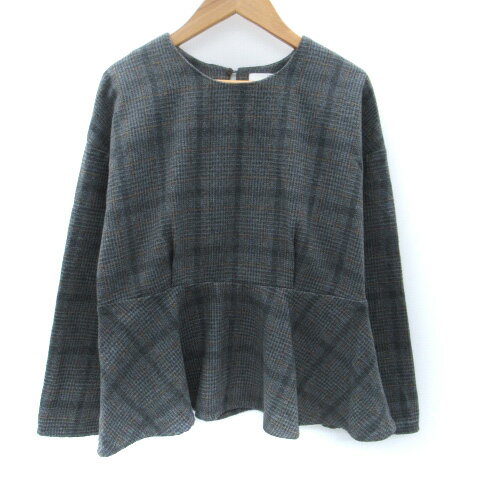 【中古】アーバンリサーチ サニーレーベル URBAN RESEARCH Sonny Label カットソー 長袖 ペプラム チェック柄 F グレー 茶 ブラウン /SM3 レディース 【ベクトル 古着】 250929