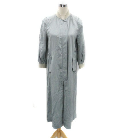 【中古】ドレスレイブ DRESSLAVE ブルゾンジャケット ロング丈 38 M 水色 ライトブルー グレー /HO8 レディース 【ベクトル 古着】 251009