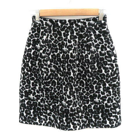 【中古】インディヴィ INDIVI フレアスカート ミニ丈 ヒョウ柄 レオパード柄 36 S マルチカラー 黒 ブラック 白 ホワイト /YK35 レディース 【ベクトル 古着】 251016