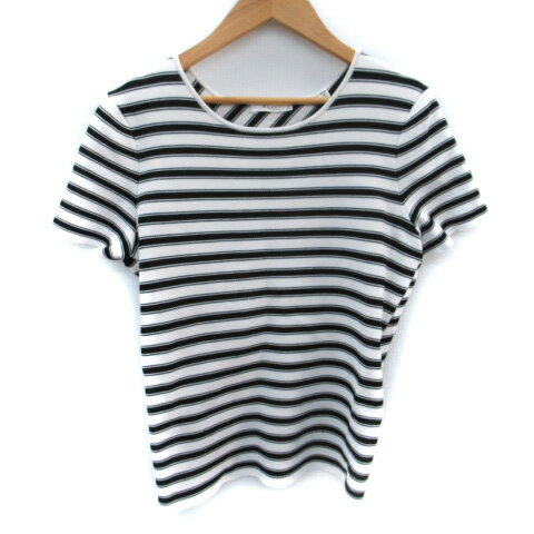 【中古】エーエルシー A.L.C. ニット カットソー 半袖 ラウンドネック ボーダー柄 ダイアゴナルストラ..