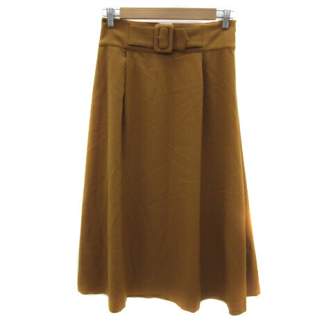 【中古】シンプリシテェ SIMPLICITE フレアスカート ロング丈 無地 ウエストベルト付き キャメル /YS8 レディース 【ベクトル 古着】 251105