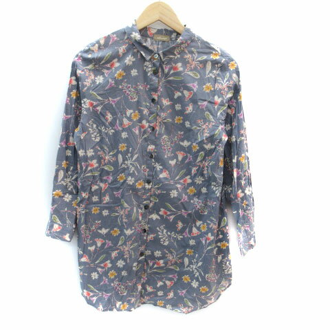 【中古】マインドフォームオルウェイズ mind form always シャツワンピース 長袖 ミニ丈 総柄 マルチカラー ブルーグレー /SM15 レディース 【ベクトル 古着】 251030