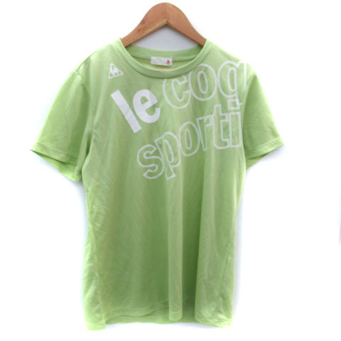 【中古】未使用品 ルコックスポルティフ le coq sportif スポーツウェア カットソー 半袖 ラウンドネック ロゴ プリント 0 大きいサイズ 黄緑 ライトグリーン /SM14 レディース 【ベクトル 古着】 251106