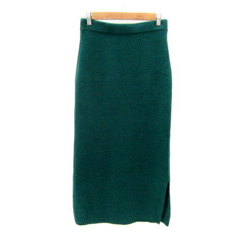 【中古】アバハウス ドゥヴィネット abahouse devinette ニットタイトスカート ロング丈 マキシ丈 無地 スリット 緑 グリーン /SY13 レディース 【ベクトル 古着】 251017