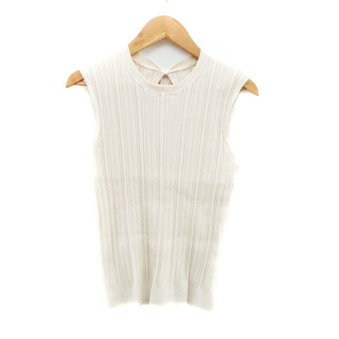 【中古】アプワイザーリッシェ Apuweiser-riche リブニット カットソー クルーネック ノースリーブ リ..