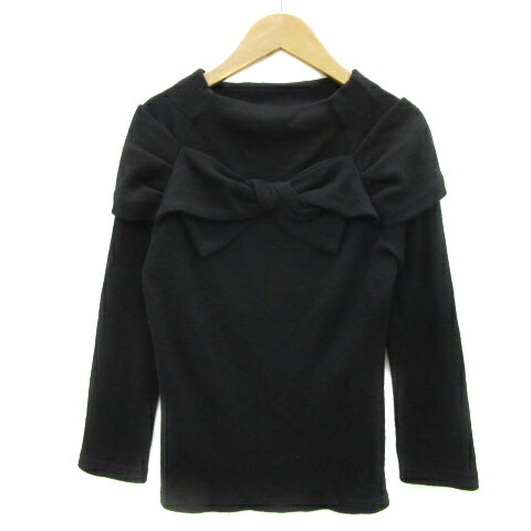 【中古】ストロベリーフィールズ STRAWBERRY-FIELDS ニット カットソー 長袖 ハイネック リボン 黒 ブラック /YS19 レディース 【ベクトル 古着】 251104