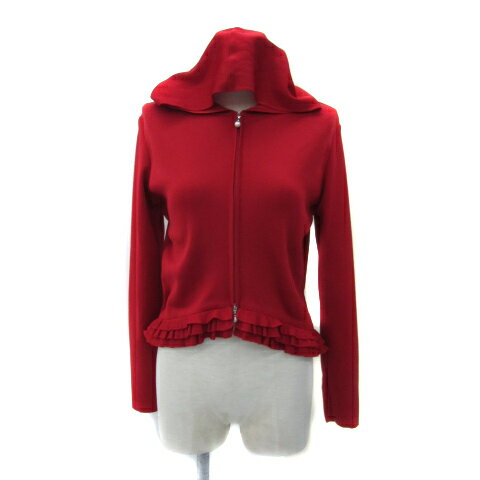 【中古】トイレット toilet ジャケット ニットパーカー ミドル丈 ジップアップ 無地 ティアードフリル ..