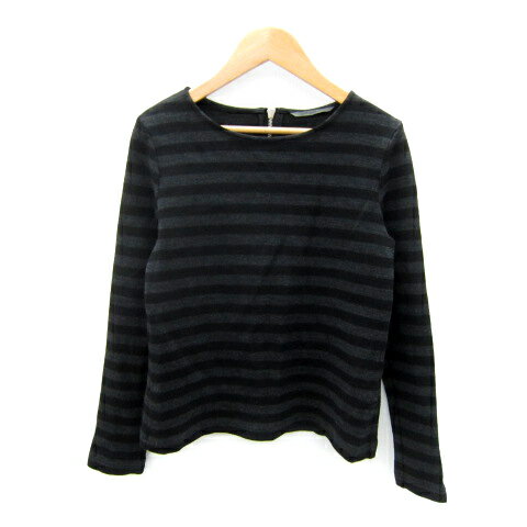 【中古】ビーアビリティ B ability カットソー 長袖 ラウンドネック ボーダー柄 38 M チャコールグレー 黒 ブラック /SY26 レディース 【ベクトル 古着】 251104