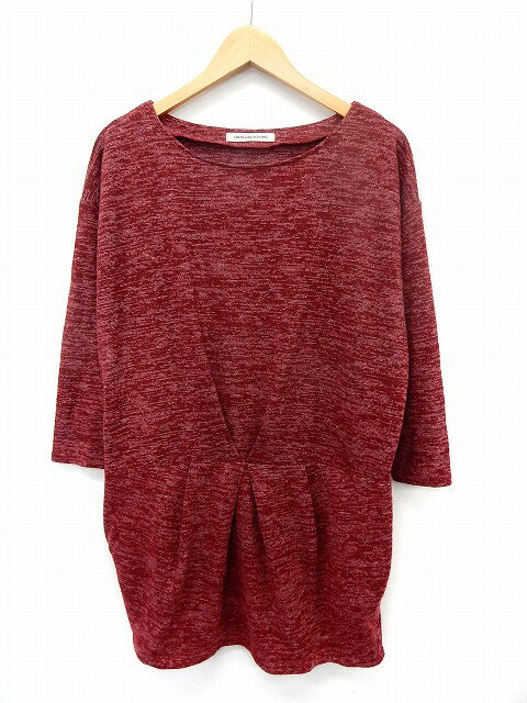 【中古】グリーンレーベルリラクシング ユナイテッドアローズ green label relaxing チュニック カットソー 長袖 タック ボートネック レッド 赤 /ST22 レディース 【ベクトル 古着】 200212 ブランド古着ベクトルプレミアム店