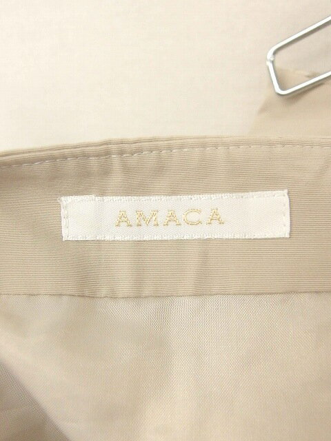 【中古】アマカ AMACA スカート フレア 膝下丈 薄手 無地 シンプル 綿 コットン 38 ライトベージュ 薄茶 /TT8 レディース 【ベクトル 古着】 200215 ブランド古着ベクトルプレミアム店