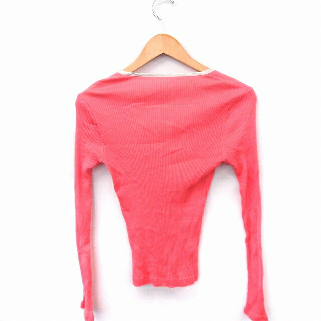 【中古】アダムエロペ Adam et Rope' カーディガン リブニット Vネック 長袖 コットン 綿 38 ピンク /FT36 レディース 【ベクトル 古着】 200313 ブランド古着ベクトルプレミアム店 2