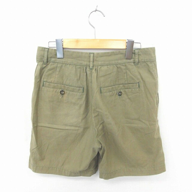 【中古】ローズバッドカップルズ ROSE BUD COUPLES パンツ ハーフ ショート ジップフライ 無地 シンプル 綿 コットン S 緑 カーキ /TT17 メンズ 【ベクトル 古着】 200311 ブランド古着ベクトルプレミアム店
