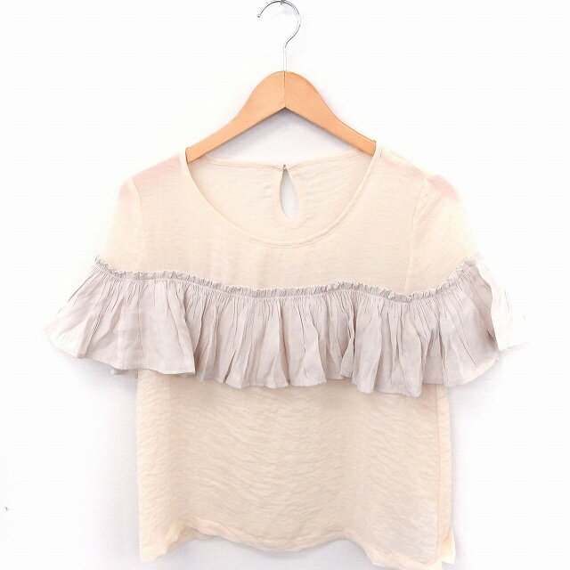 Sleeveless - 【中古】ミスティック mystic シャツ ブラウス フリル 丸首 ノースリーブ リネン混 ベージュ /FT51 レディース 【ベクトル 古着】 200509 ブランド古着ベクトルプレミアム店
