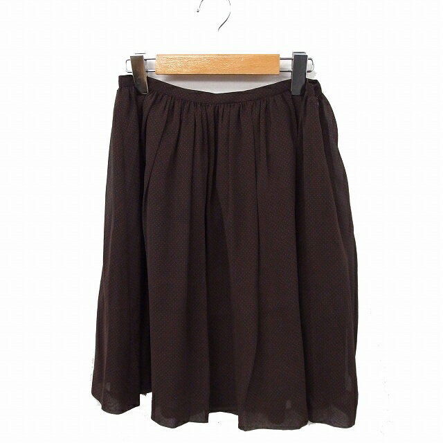 【中古】イエナ IENA スカート シフォン ギャザー ドット柄 ひざ丈 38 ブラウン 茶 /FT16 レディース 【ベクトル 古着】 200323 ブランド古着ベクトルプレミアム店