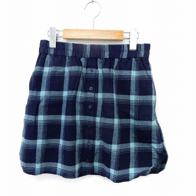 【中古】ミラオーウェン Mila Owen スカート ミニ チェック タイト ボタン F ブルー /ST41 レディース 【ベクトル 古着】 200620 ブランド古着ベクトルプレミアム店