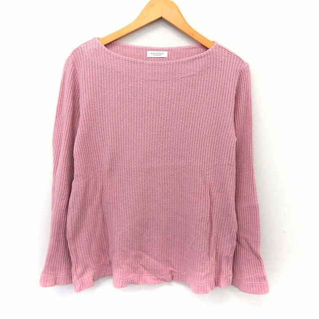 Boat Neck - 【中古】B&Y ユナイテッドアローズ BEAUTY&YOUTH ビューティー&ユース ニット セーター 長袖 フレア袖 ボートネック シンプル リブニット ピンク /ST10 レディース 【ベクトル 古着】 200625 ブランド古着ベクトルプレミアム店