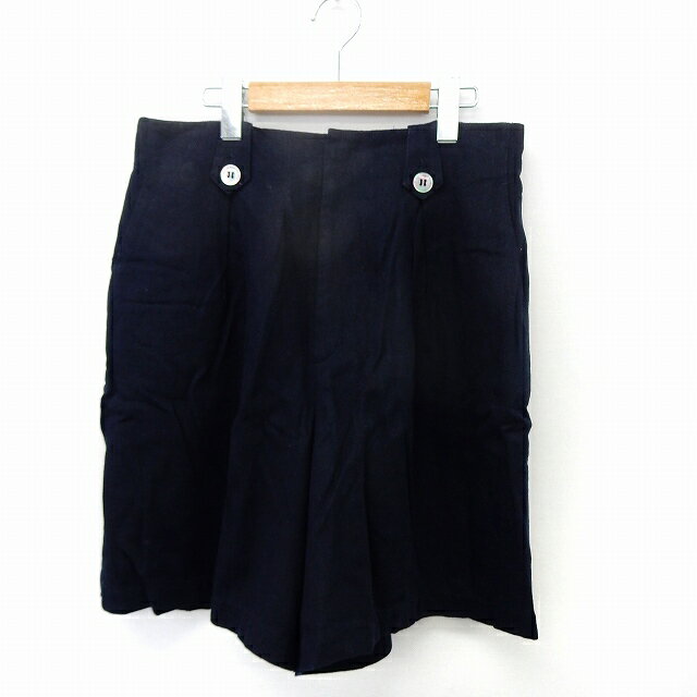 【中古】イエナ IENA パンツ ハーフ 膝丈 タック シンプル 38 ネイビー 紺 /ST9 レディース 【ベクトル 古着】 200511 ブランド古着ベクトルプレミアム店