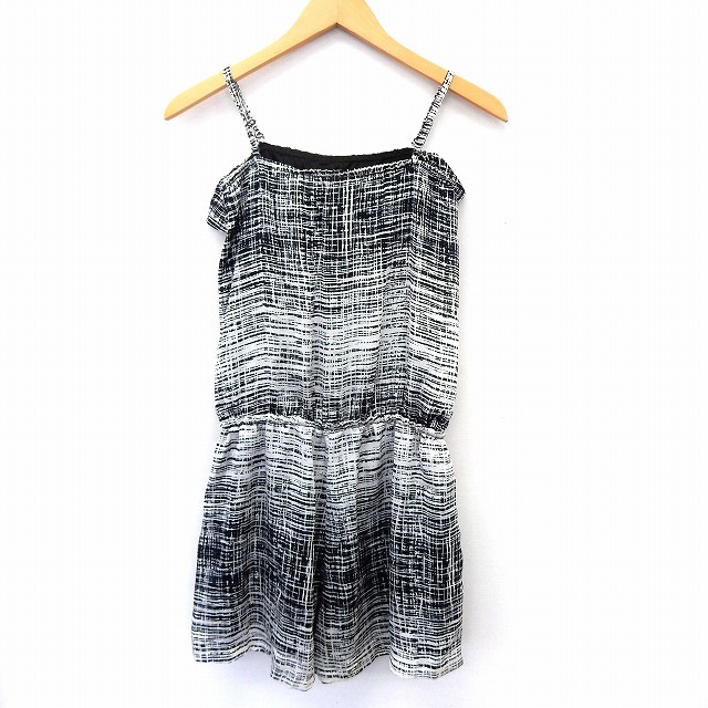 【中古】ミスティック mystic オールインワン ショート 総柄 ウエストゴム キャミ F ブラック /ST22 レディース 【ベクトル 古着】 200404 ブランド古着ベクトルプレミアム店