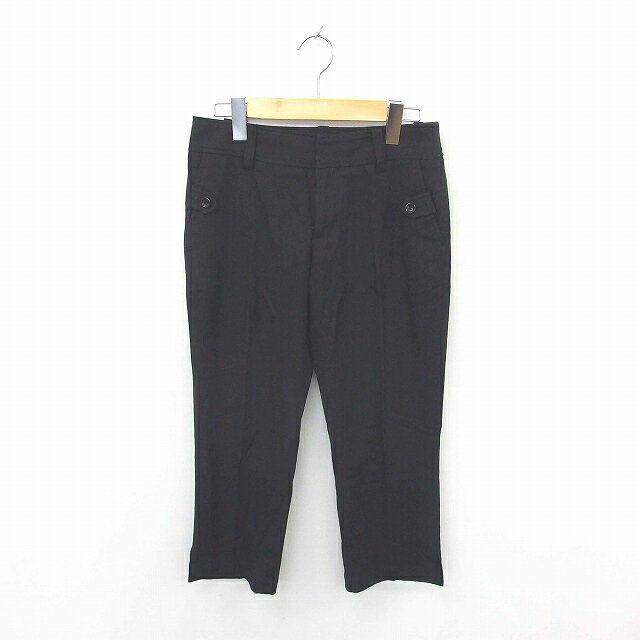 【中古】レイビームス Ray Beams パンツ スラックス クロップド ジップフライ 無地 シンプル 綿 コットン 0 黒 ブラック /TT39 レディース 【ベクトル 古着】 200430 ブランド古着ベクトルプレミアム店(4.0)