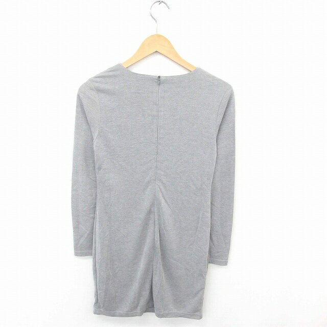 【中古】リゼクシー RESEXXY ワンピース ひざ丈 Vネック 無地 シンプル バックジップ 長袖 F グレー 灰 /TT20 レディース 【ベクトル 古着】 200430 ブランド古着ベクトルプレミアム店