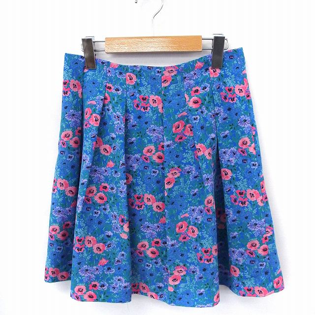 【中古】トランテアン ソン ドゥ モード 31 Sons de mode スカート 花柄 タック フレア ミニ 38 ブルー 青 /FT30 レディース 【ベクトル 古着】 200424 ブランド古着ベクトルプレミアム店