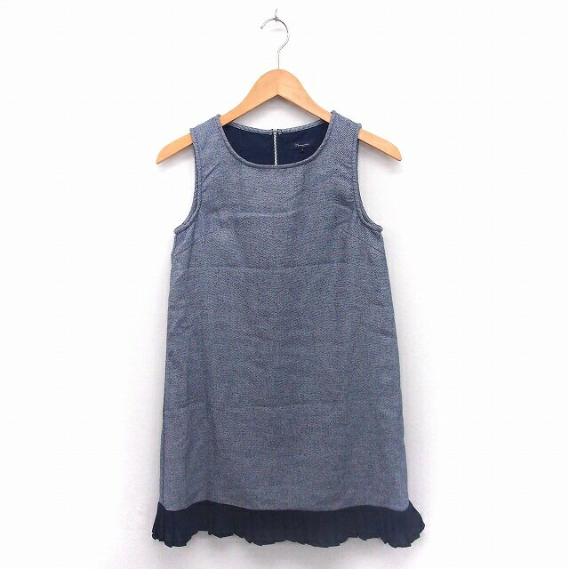 【中古】マーキュリーリュクス MercuryLUX ワンピース 裾プリーツ 丸首 ノースリーブ ひざ丈 F ブルー 青 /FT9 レディース 【ベクトル 古着】 200613 ブランド古着ベクトルプレミアム店