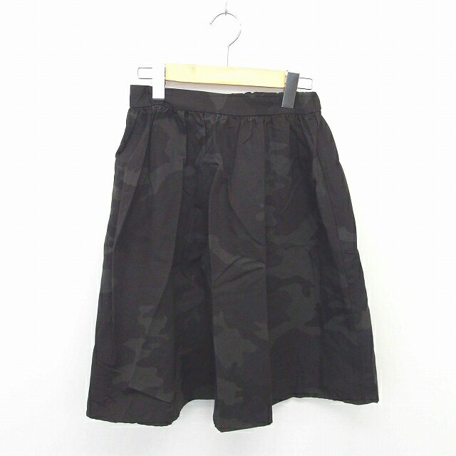 乐天商城 - 【中古】アーバンリサーチ ドアーズ URBAN RESEARCH DOORS スカート フレア ギャザー 膝下丈 迷彩 カモフラ 綿 コットン F 黒 灰 ブラック グレー /TT19 レディース 【ベクトル 古着】 200620 ブランド古着ベクトルプレミアム店