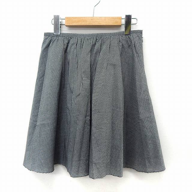 【中古】ストロベリーフィールズ STRAWBERRY-FIELDS スカート ミニ フレア ギンガムチェック サイドジップ 2 ブラック /ST11 レディース 【ベクトル 古着】 200326 ブランド古着ベクトルプレミアム店