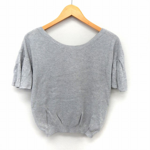 V-Neck - 【中古】アーバンリサーチ URBAN RESEARCH ニット カットソー 半袖 バックVネック フリル袖 シンプル FREE グレー /ST52 レディース 【ベクトル 古着】 200618 ブランド古着ベクトルプレミアム店