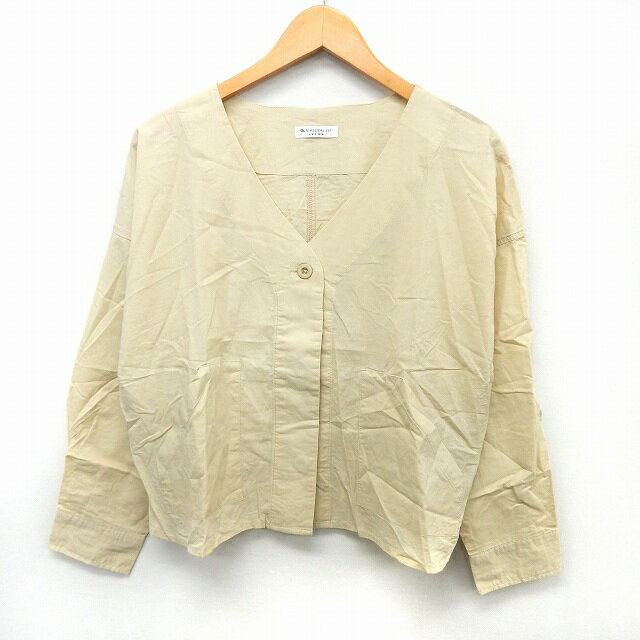 Long-Sleeved - 【中古】classical elf ブラウス カットソー 長袖 V襟 無地 シンプル ポケット M ベージュ /ST6 レディース 【ベクトル 古着】 200327 ブランド古着ベクトルプレミアム店