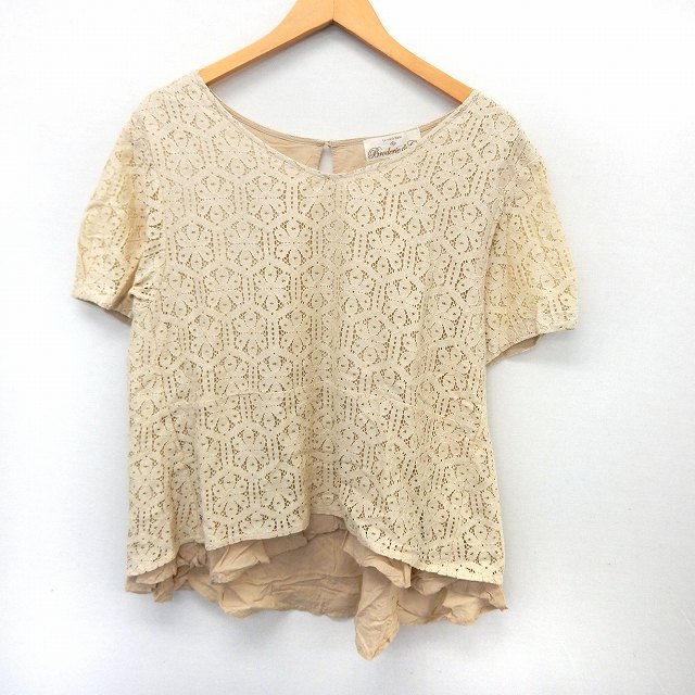 【中古】ブロードゥリー&コー Broderie&Co ナノユニバース カットソー Tシャツ 半袖 総レース ボートネック F ベージュ /ST15 レディース 【ベクトル 古着】 200416 ブランド古着ベクトルプレミアム店 auc-vector-18939879 ブランド古着の買取販売ベクトル パッケージ画像