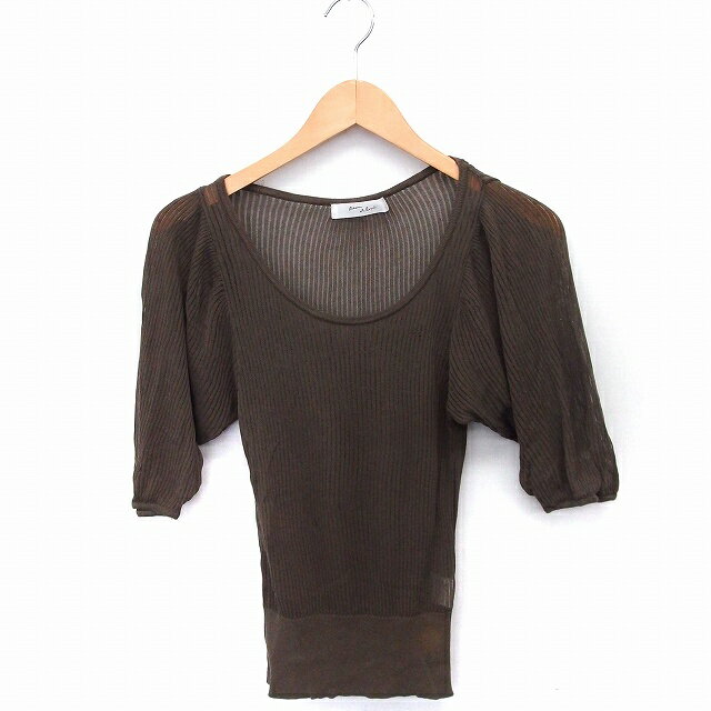 【中古】アダムエロペ Adam et Rope' ニット セーター ボリューム袖 丸首 七分袖 綿 38 ブラウン 茶 /FT35 レディース 【ベクトル 古着】 200624 ブランド古着ベクトルプレミアム店(4)