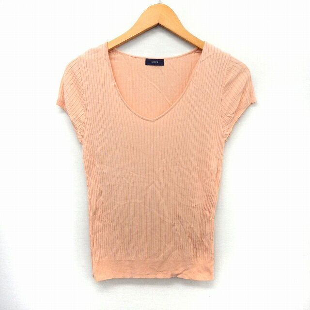 V-Neck - 【中古】シップス SHIPS ニット カットソー 半袖 リブニット シンプル Vネック オレンジ /ST42 レディース 【ベクトル 古着】 200423 ブランド古着ベクトルプレミアム店