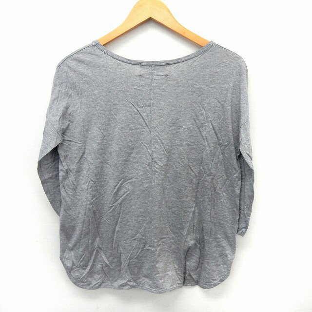 【中古】ナノユニバース nano universe カットソー Tシャツ 七分袖 無地 シンプル テールカット F グレー /ST36 レディース 【ベクトル 古着】 200612 ブランド古着ベクトルプレミアム店