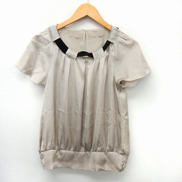 【中古】レイビームス Ray Beams カットソー プルオーバー 半袖 タック バックリボン 薄手 ベージュ /ST7 レディース 【ベクトル 古着】 200516 ブランド古着ベクトルプレミアム店