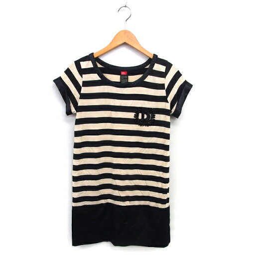 【中古】ダブルスタンダードクロージング ダブスタ DOUBLE STANDARD CLOTHING ボーダー チュニック ロールアップ ビーズ装飾 ボートネック 半袖 黒 ブラック /NT27 レディース 【ベクトル 古着】 250502 【中古】ダブルスタンダードクロージング ダブスタ DOUBLE STANDARD CLOTHING ボーダー チュニック ロールアップ ビーズ装飾 ボートネック 半袖 黒 ブラック /NT27 レディース 【ベクトル 古着】 250502
