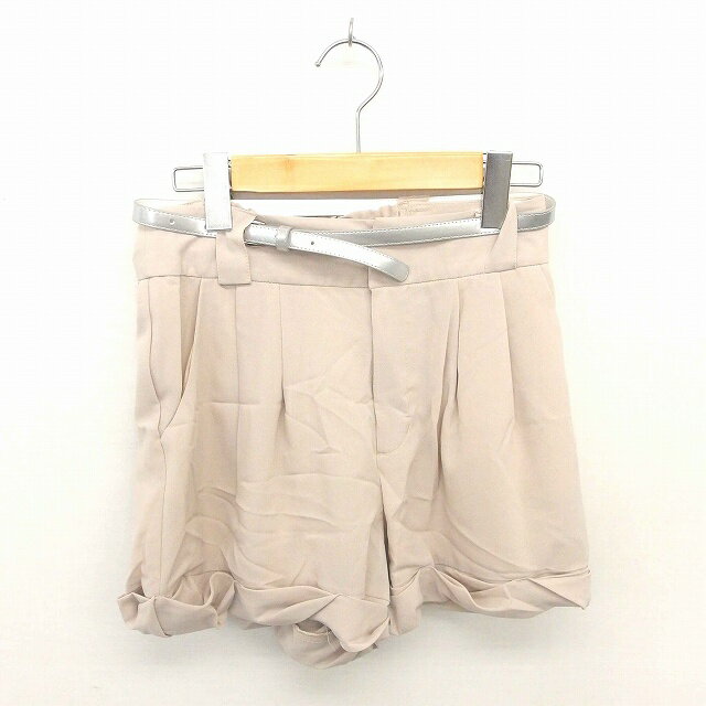 【中古】未使用品 インデックス INDEX タグ付き パンツ キュロット ショート ベルト ジップフライ 薄手 S 薄茶 ライトベージュ /TT44 レディース 【ベクトル 古着】 200608 ブランド古着ベクトルプレミアム店