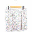 【中古】未使用品 インデックス INDEX タグ付き パンツ キュロット ショート 花柄 サイドジップ L 薄茶 ライトベージュ ピンク /TT9 レディース ...