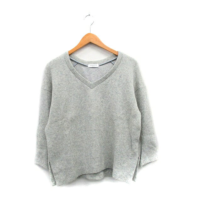 V-Neck - 【中古】トゥモローランド TOMORROWLAND ニット セーター 七分袖 ラメ Vネック ウール混 S グレー 灰 /KT24 レディース 【ベクトル 古着】 250509