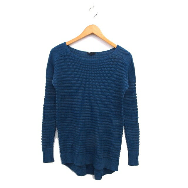 Boat Neck - 【中古】セオリー Theory ボートネック ニット セーター バックロング カシミヤ混 リブ 長袖 S 青 ブルー /NT10 レディース 【ベクトル 古着】 250512