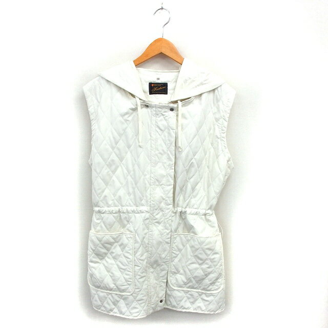 【中古】カスタネ Kastane キルティング ロング ベスト 中綿 ドローストリング ジップアップ F オフホワイト /NT13 レディース 【ベクトル 古着】 250514