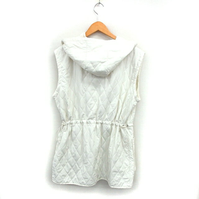 【中古】カスタネ Kastane キルティング ロング ベスト 中綿 ドローストリング ジップアップ F オフホワイト /NT13 レディース 【ベクトル 古着】 250514