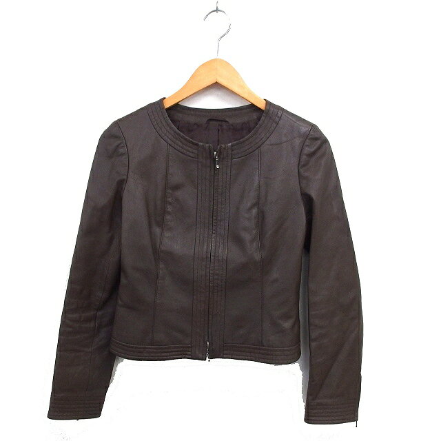 樂天商城 - 【中古】アナイ ANAYI レザー ジャケット アウター 総裏地 ジップアップ クロップド 38 茶 ブラウン /NT21 レディース 【ベクトル 古着】 250514